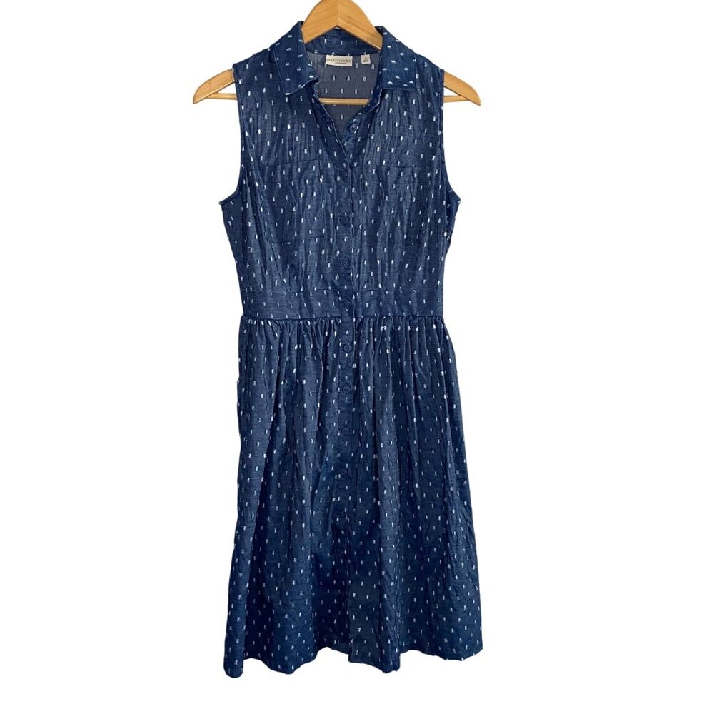 New York & Co Eva Mendes Denim A Line Sleeveless Midi Dress